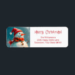 Cute Vintage Snowman Christmas Return Address<br><div class="desc">Our whimsical retro snowman is so cute and seasonal on these Christmas return address labels. He's got a Santa hat, a fine retro scarf, and of course a carrot nose, with his buttons and sticks for arms. This is a vintage watercolor. We have placed the traditional greeting, "Merry Christmas", in...</div>