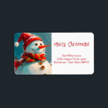 Cute Vintage Snowman Christmas Return Address Label<br><div class="desc">A vintage watercolor Christmas return address label is so cute and seasonal when it features our whimsical retro snowman. He's got a Santa hat, a fine retro scarf, and of course a carrot nose. Happy is he, with his buttons and sticks for arms. We have placed the traditional greeting, "Merry...</div>