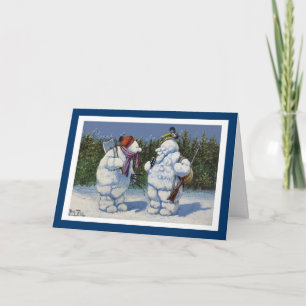 Cute Vintage Snowman Holiday Chiristmas Card