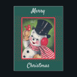 Cute Vintage Snowman Retro Christmas Postcard<br><div class="desc">Anyone would love to receive this cute vintage Christmas postcard featuring a retro snowman illustration!</div>