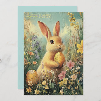 Cute Vintage Spring Bunny Easter Card