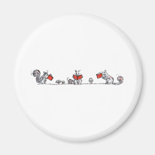Cute Vintage Squirrels Reading Books Magnet