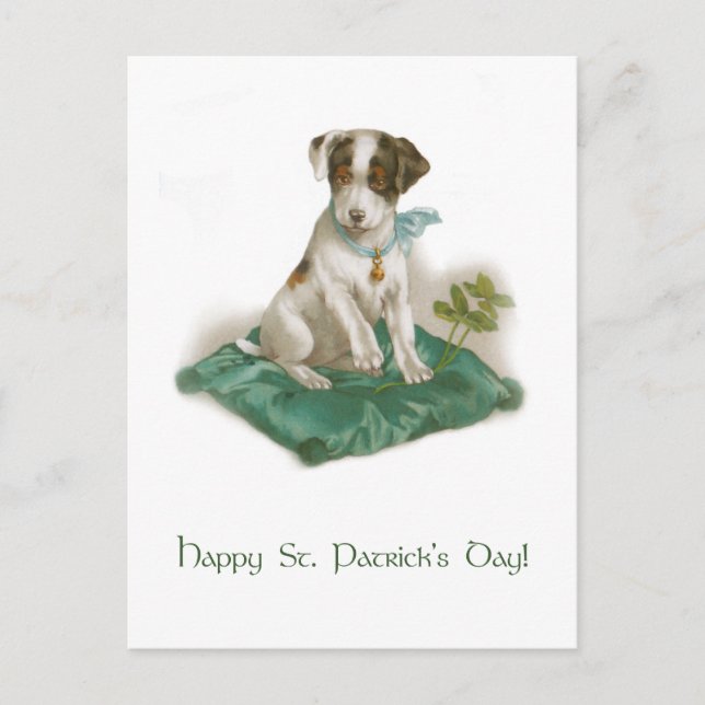 Cute Vintage St. Patrick's Day Beagle Pup Postcard (Front)