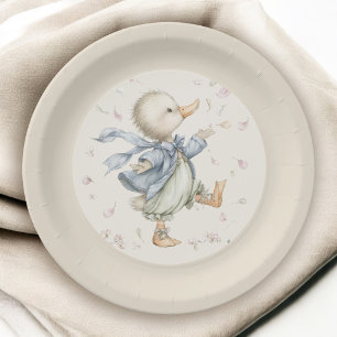 Cute Vintage Storybook Ducky Baby Shower  Paper Plate