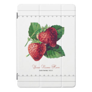 Cute Vintage Strawberry Berry Fruit Add Your Name iPad Pro Cover