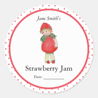 Cute Vintage Strawberry Girl Classic Round Sticker