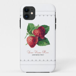 Cute Vintage Strawberry Varieties Add Your Name Ca Case-Mate iPhone Case