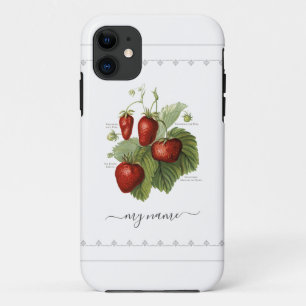 Cute Vintage Strawberry Varieties Add Your Name Case-Mate iPhone Case