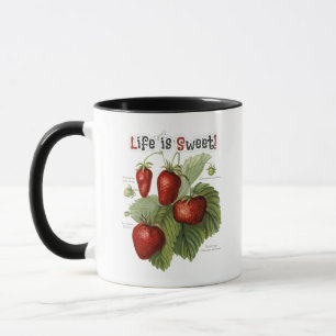 Cute Vintage Strawberry Varieties Life is Sweet Mug