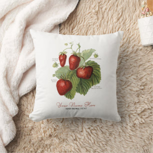 Cute Vintage Strawberry Varieties Name Cushion
