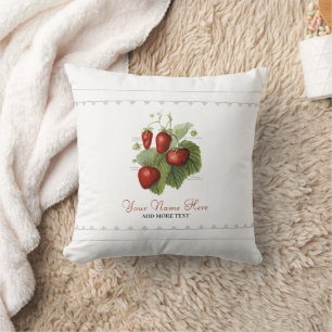 Cute Vintage Strawberry Varieties Name Cushion