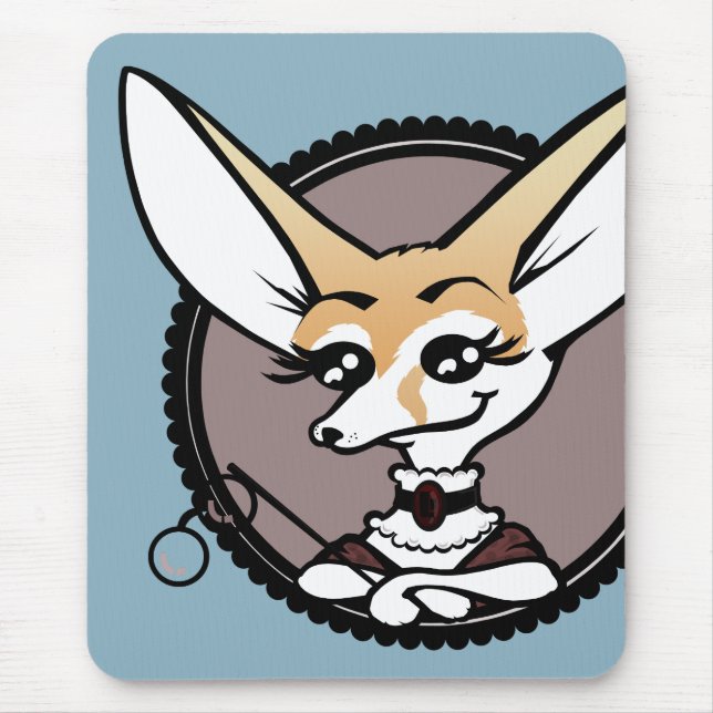 CUTE VINTAGE STYLE CARTOON FENNEC FOX MOUSE PAD (Front)