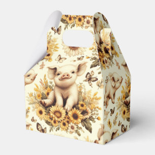 Cute Vintage Sunflower Pig Pattern Favour Box