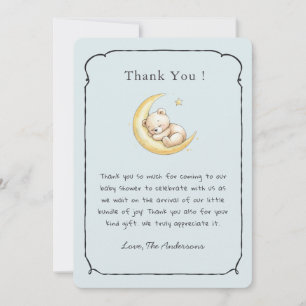 Cute Vintage teddy bear Baby boy shower Thank You Card