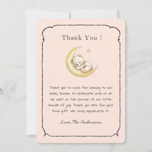 Cute Vintage teddy bear Baby girl shower Thank You Card