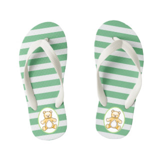 Cute vintage teddy bear drawing kid's jandals