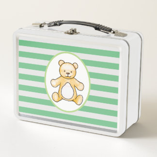 Cute vintage teddy bear drawing metal lunch box