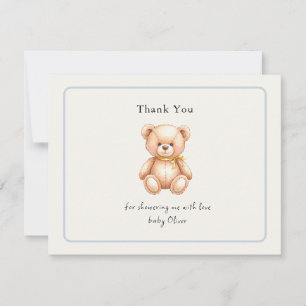 Cute Vintage Teddy Boy Bear Baby Shower Thank You Card