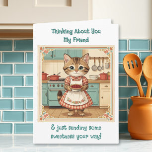 Cute Vintage "Thinking About You" Friendship Card