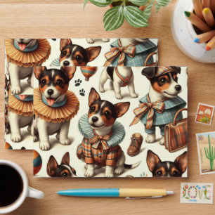 Cute Vintage Toy Fox Terrier Seamless Envelope