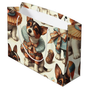 Cute Vintage Toy Fox Terrier Seamless Large Gift Bag