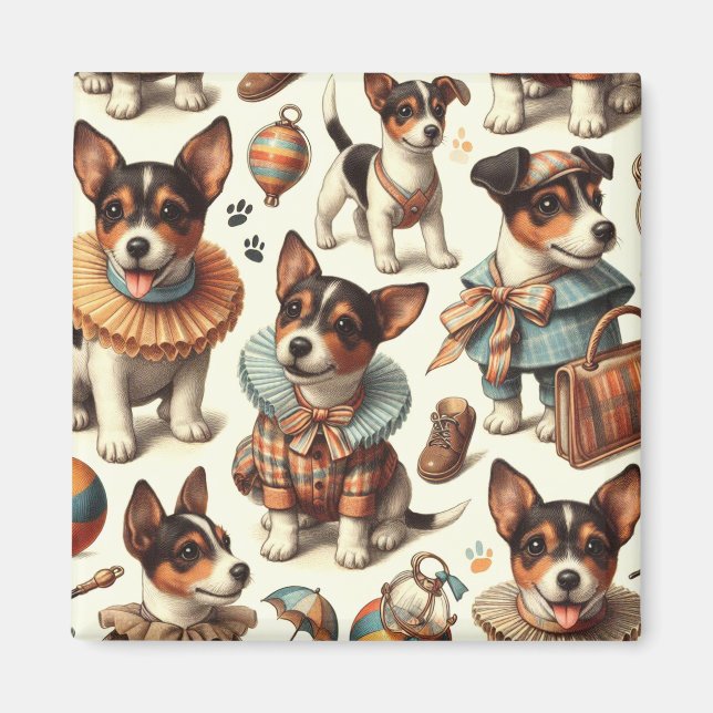 Cute Vintage Toy Fox Terrier Seamless Magnet (Front)