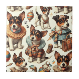 Cute Vintage Toy Fox Terrier Seamless Tile