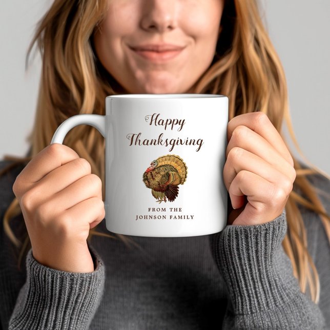 Cute Vintage Turkey Happy Thanksgiving Coffee Mug (Cute Vintage Turkey Happy Thanksgiving Coffee Mug)