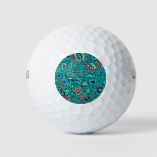 Cute vintage turquoise floral golf balls