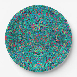 Cute vintage turquoise floral paper plate