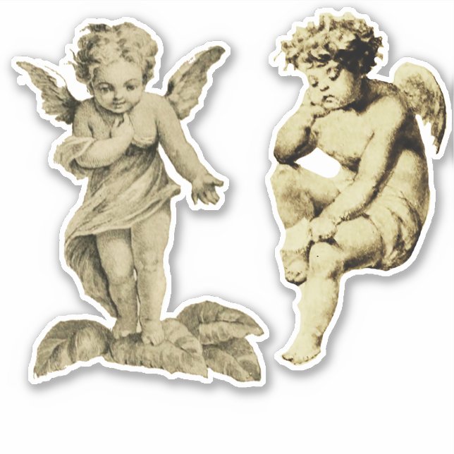 Cute Vintage Two Angels Chubby Cherubs (Front)