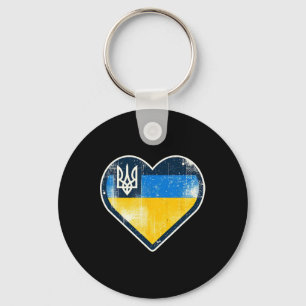Cute Vintage Ukrainian Bynner Fan Ukraine Flag Hea Key Ring