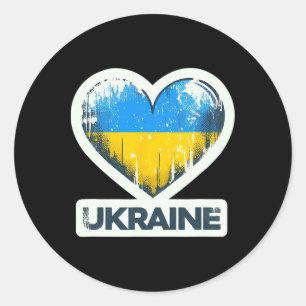 Cute Vintage Ukrainian Nner Fan Ukraine Flag Retro Classic Round Sticker