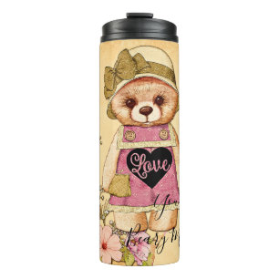 Cute vintage valentine bear thermal tumbler