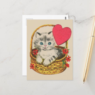 Cute vintage Valentine cat Postcard