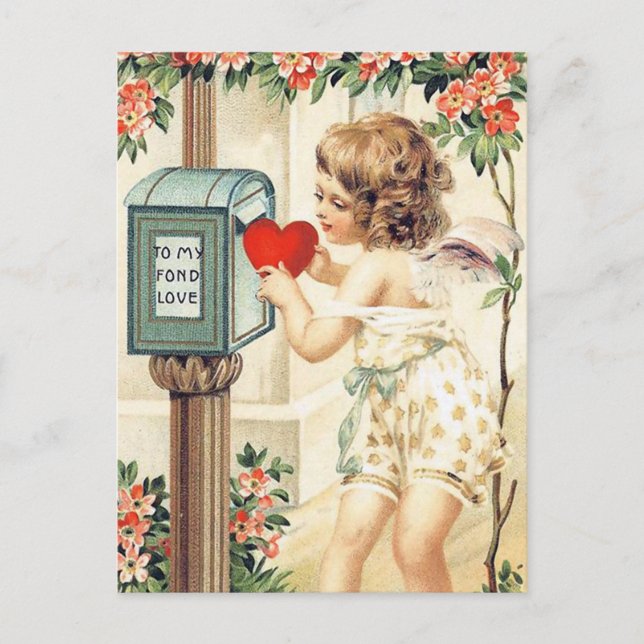 cute vintage Valentine girl Holiday Postcard (Front)