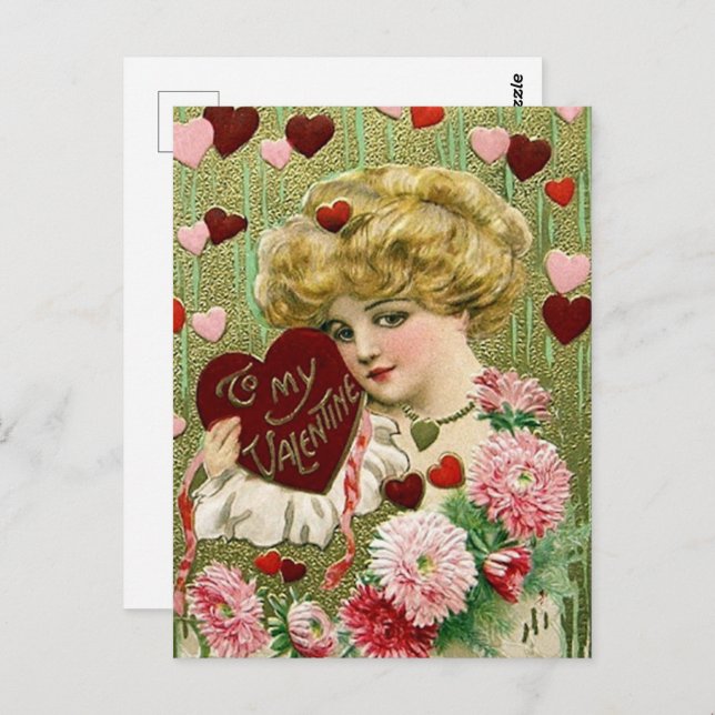 cute vintage Valentine lady  Postcard (Front/Back)