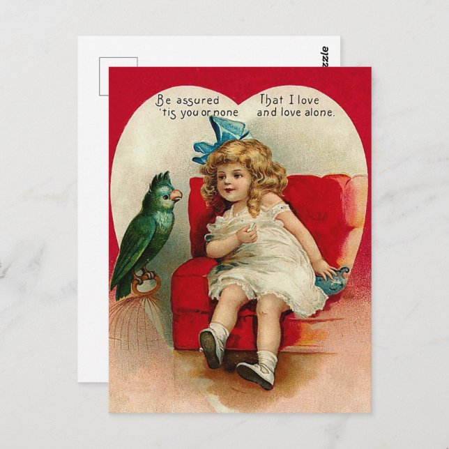 cute vintage Valentine love Postcard (Front/Back)