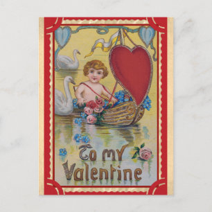Cute Vintage Valentines Day Victorian Angel Heart Postcard