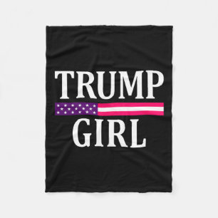 Cute Vintage Vote Trump Girl Republican Us Flag 20 Fleece Blanket
