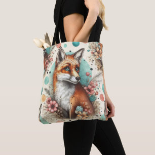 Cute Vintage Watercolo Fox Painting Tote Bag