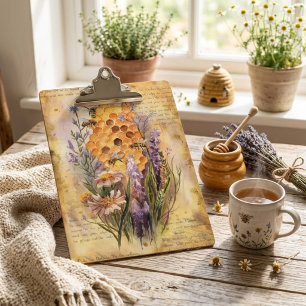 Cute Vintage Watercolor Honey Bee Honeycomb Clipboard