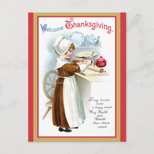 Cute Vintage Welcome Thanksgiving Postcard (Front)
