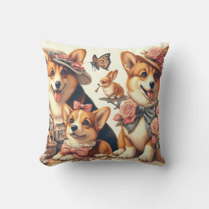Cute Vintage Welsh Corgi Cardigan Cushion