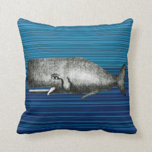 Cute Vintage Whale Pillow