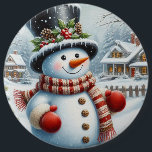 Cute, Vintage/Whimsical Christmas/winter snowman 6 Cm Round Badge<br><div class="desc">.</div>