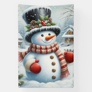 Cute, Vintage/Whimsical Christmas/winter snowman Banner