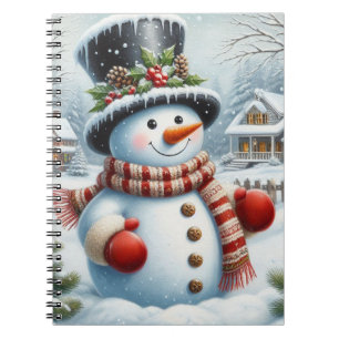 Cute, Vintage/Whimsical Christmas/winter snowman Notebook