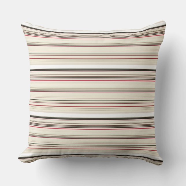 Cute vintage white red stripes cushion (Front)