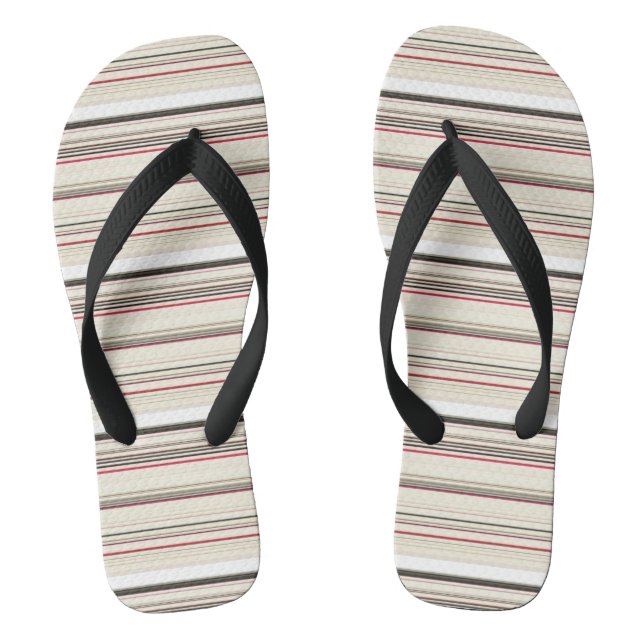 Cute vintage white red stripes jandals (Footbed)
